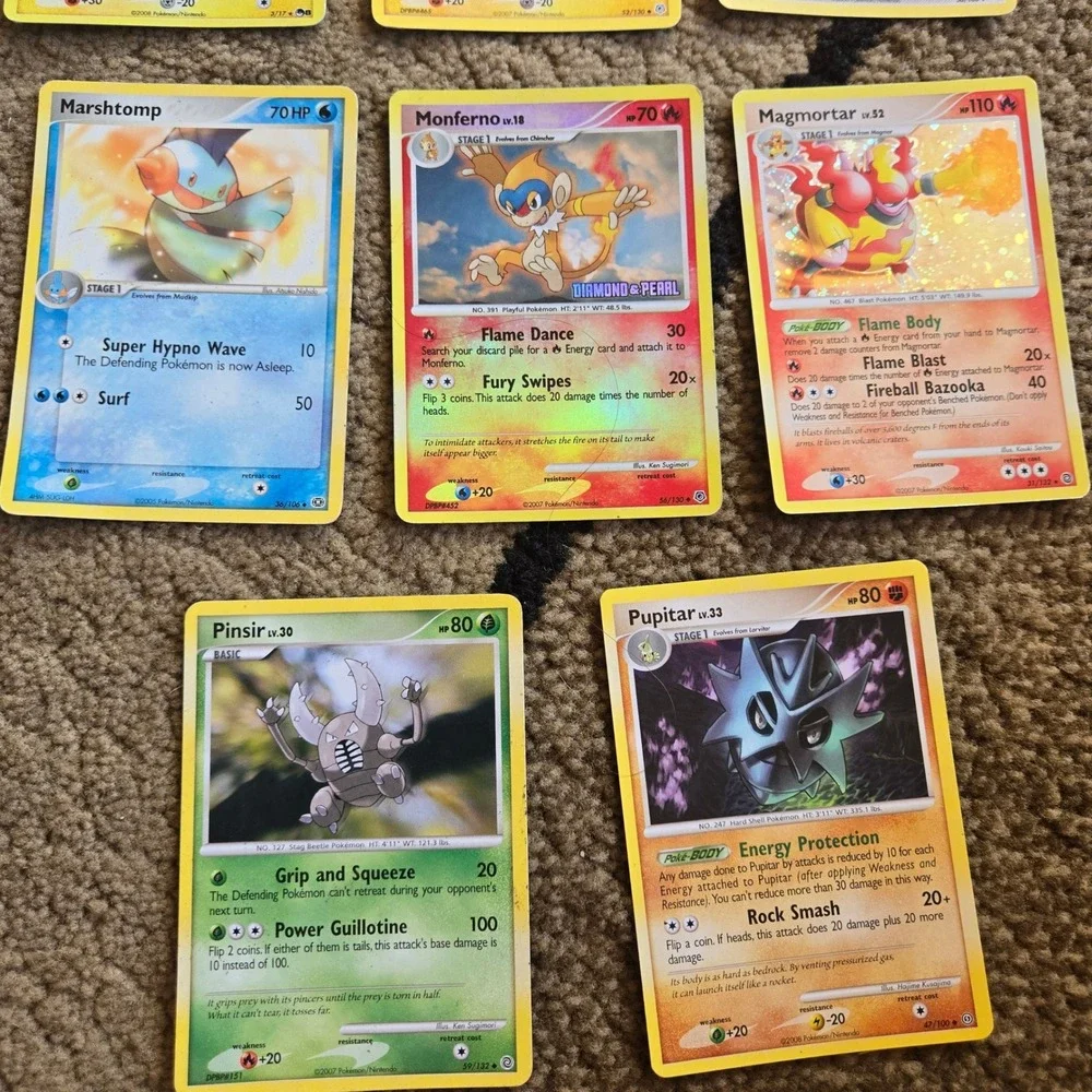 Pokemon Card Lot Leafeon Luxray Magmortar Holo Reverse Holo Diamond Pearl 10ct